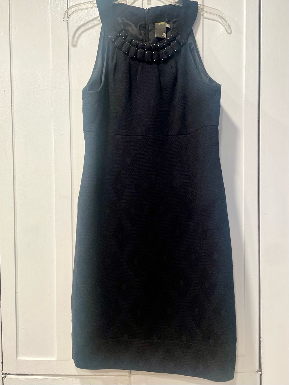 Taylor Black Embellished Neck Sleeveless Midi Dress Classic Elegant Size 10